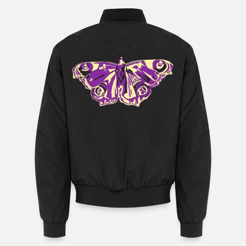 Purple Yellow Butterfly - Unisex Bomber Jacket - black