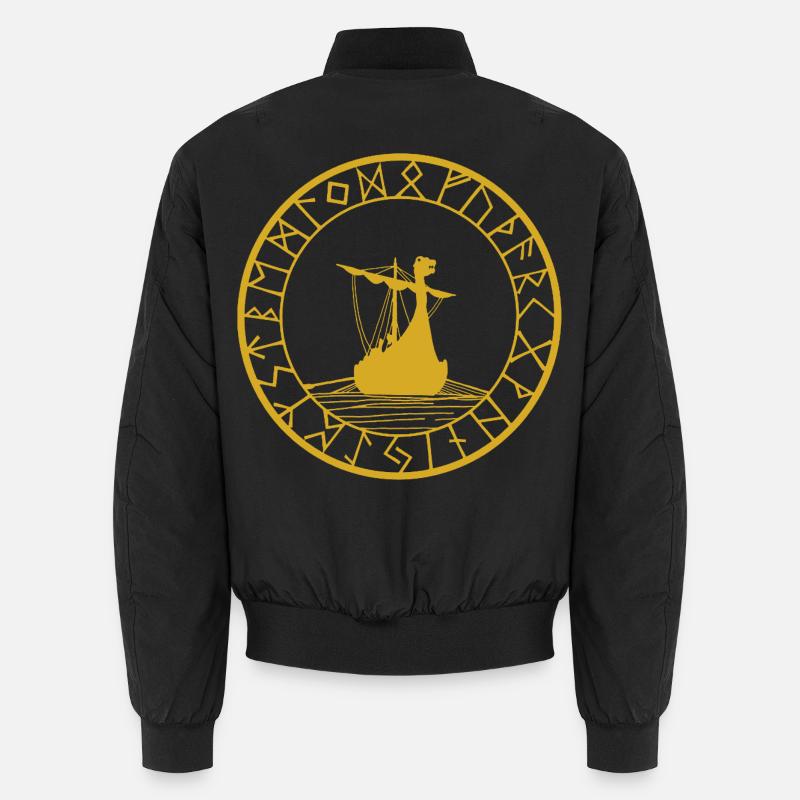 Wikingergelbes Langschiff und Kompass Unisex Bomberjacke