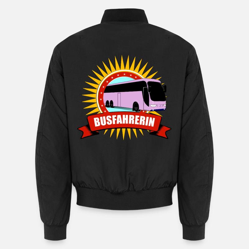 Bus Driver Silhouette Pattern - Unisex Bomber Jacket - black