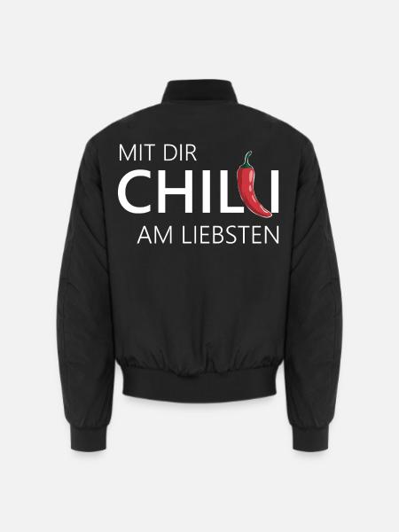 mit dir chilli am liebsten chili chillen - Unisex Bomberjacke - Schwarz