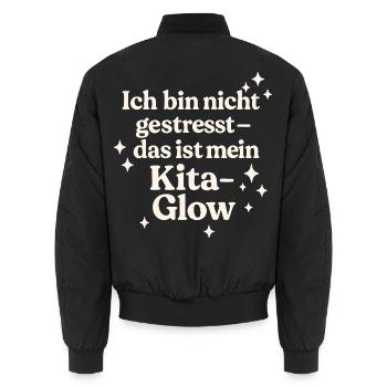 Ich bin nicht gestresst... (hellbeige) - Unisex Bomberjacke - Schwarz - Hinten - AI Model Male 185 light (185cm)