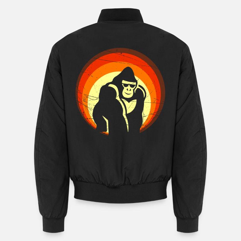 Retro Sunset Gorilla Design Unisex Bomber Jacket