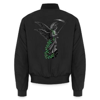 Grüner Efeu umrankter Schutzengel - Unisex Bomberjacke - Schwarz - Hinten - AI Model Male 185 light (185cm)