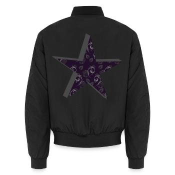 Rosenstern Dunkelviolett Ornament - Unisex Bomberjacke - Schwarz - Hinten - AI Model Male 185 light (185cm)