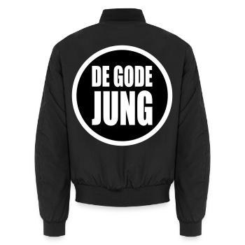 guter Junge - de gode jung Plattdeutsch - Unisex Bomberjacke - Schwarz - Hinten - AI Model Male 185 light (185cm)