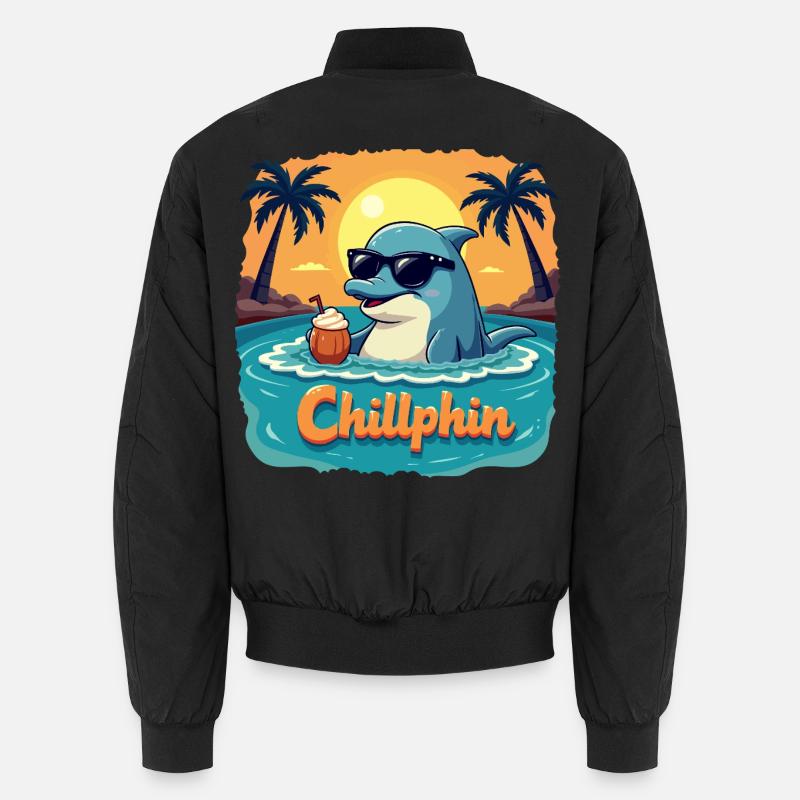Chillphin – Relax like a dolphin - Unisex Bomber Jacket - black