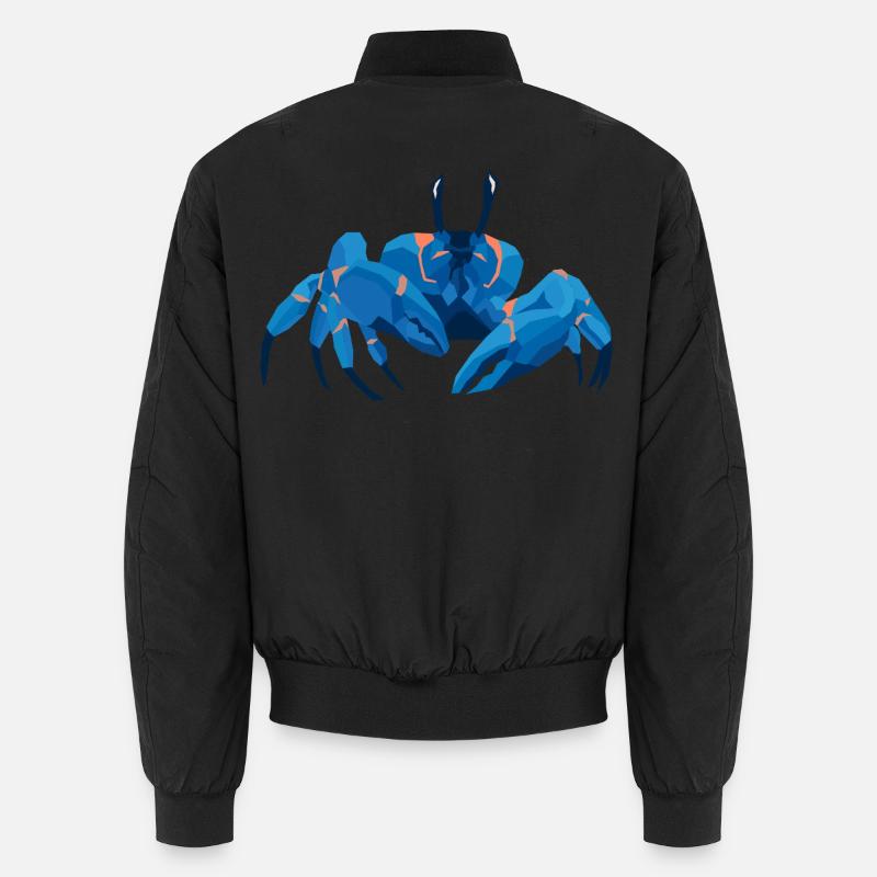 Blaue Krabbe Polygonaler Stil - Unisex Bomberjacke - Schwarz