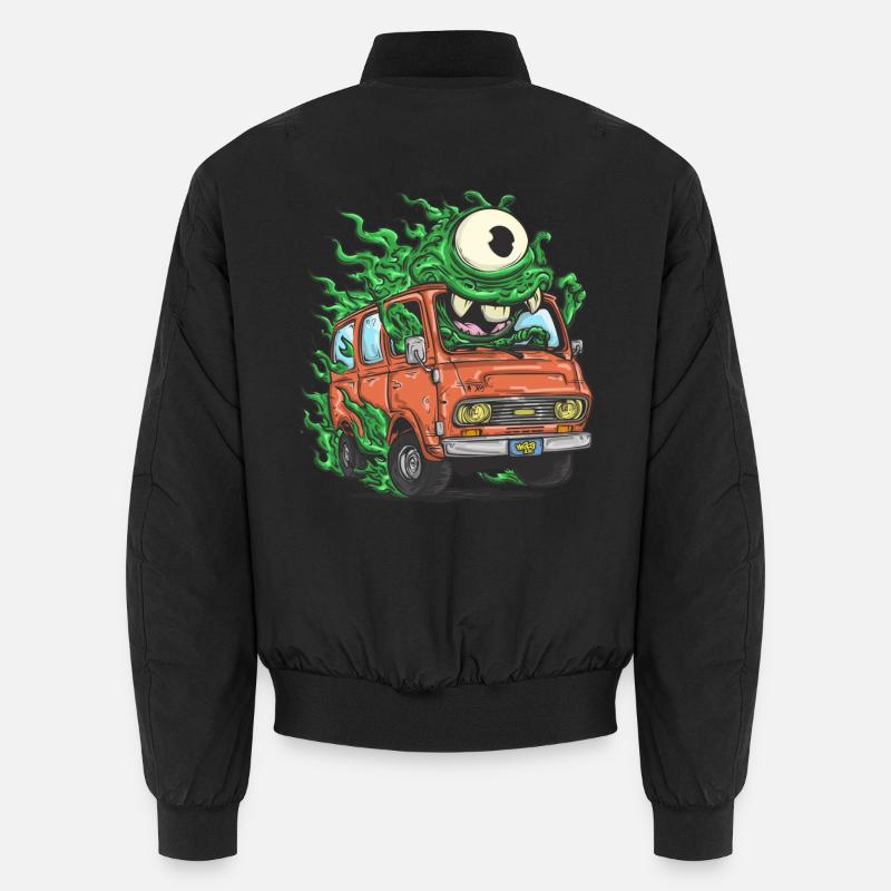 Monstre vert dans un fourgon rétro Bomber unisexe