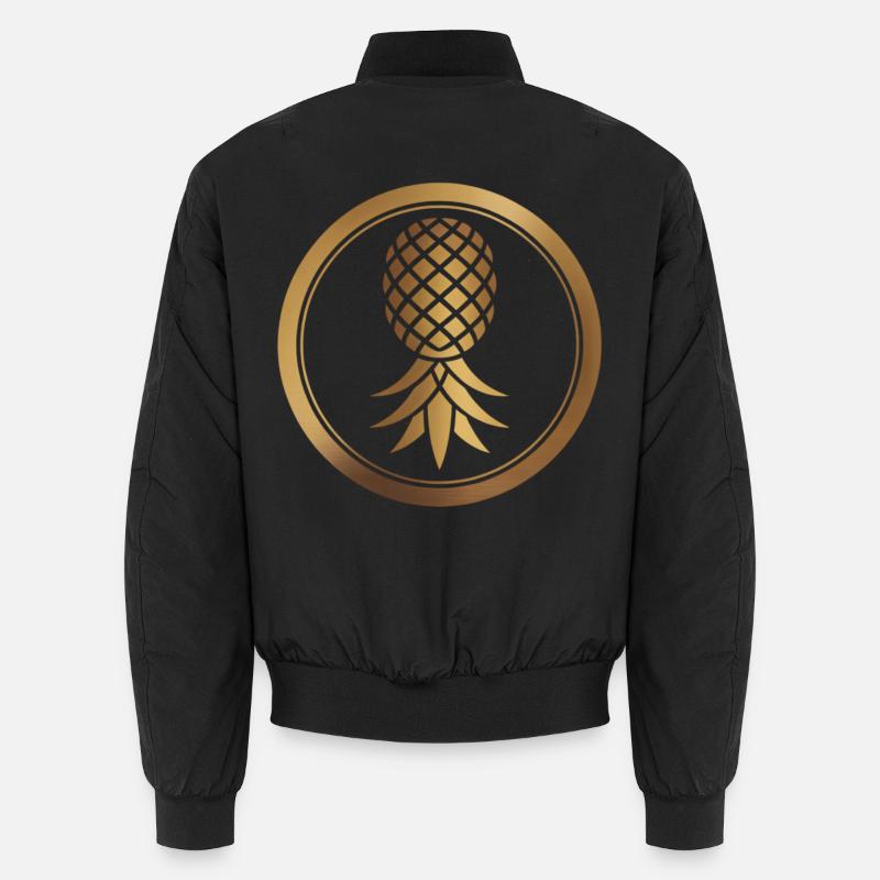 Gold Pineapple Logo - Unisex Bomber Jacket - black