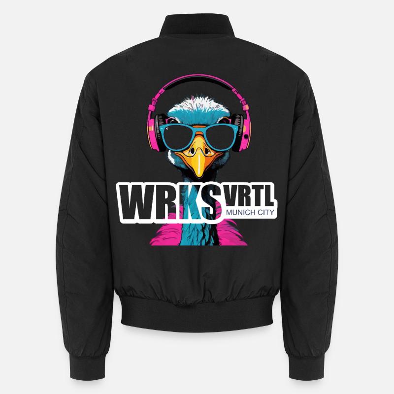 Werksviertel Vogel mit Sonnenbrille und Kopfhörern Unisex Bomberjacke