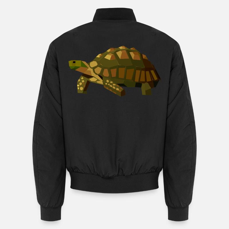 Geometric Turtle - Animal Low Poly - Unisex Bomber Jacket - black