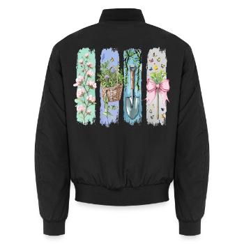 Gartenliebe Naturfreund Floral Motif - Bomber unisexe - noir - Dos - AI Model Male 185 light (185cm)
