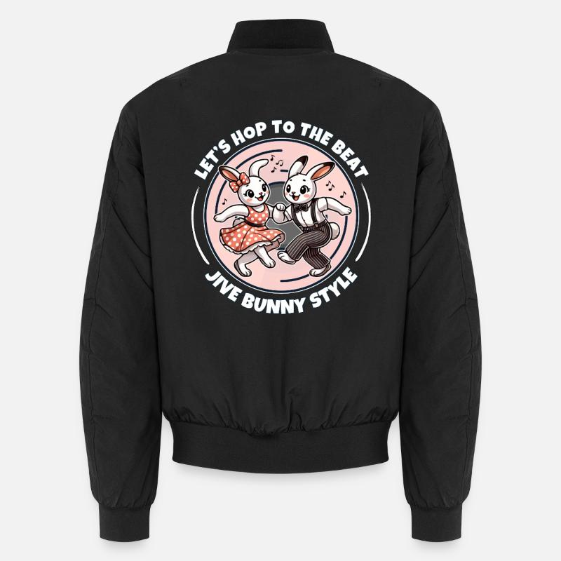 Retro Rockabilly Dancing Bunny Couple  Unisex Bomber Jacket