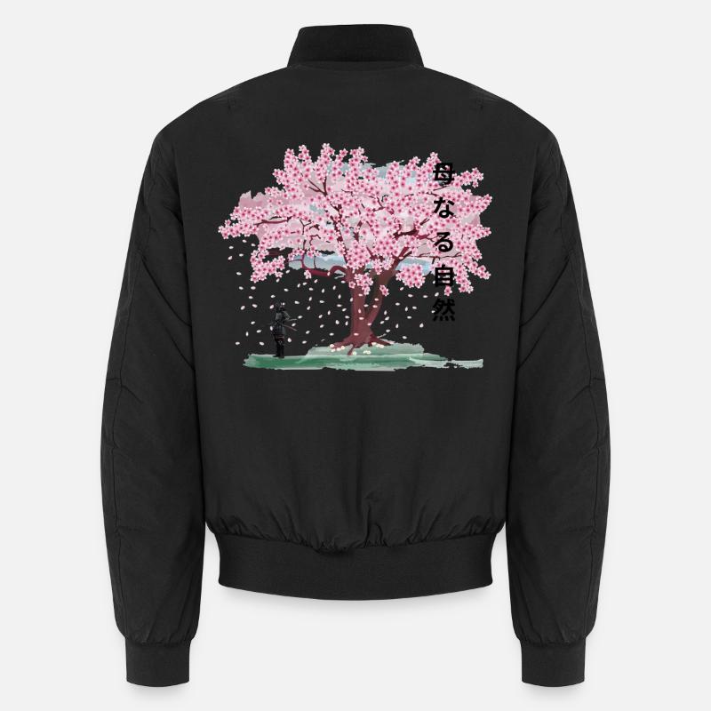Under the blossoming cherry tree - Unisex Bomber Jacket - black