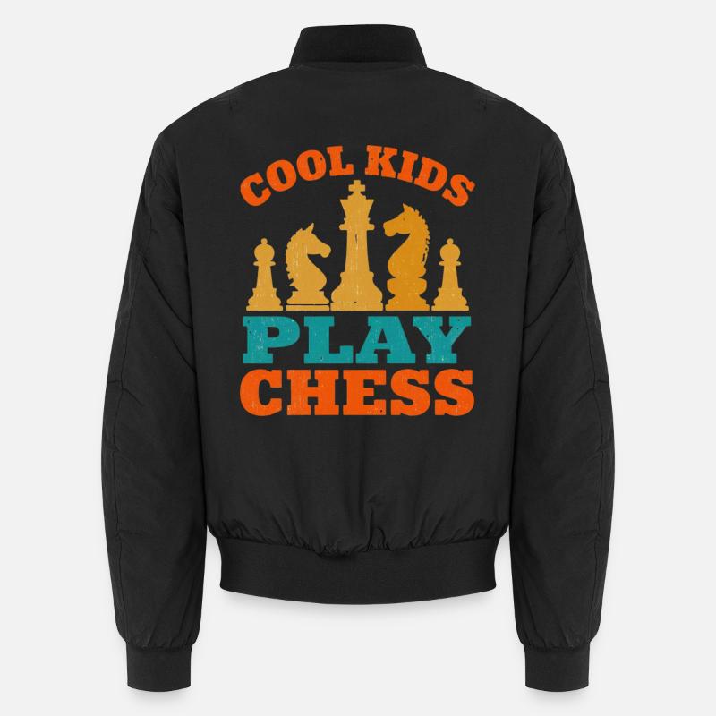 Chess Knight and King Playful Design - Unisex Bomber Jacket - black