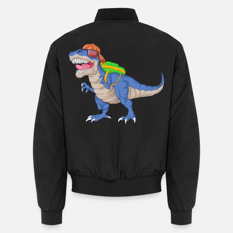 Dinosaur with Backpack and Sunglasses School  Unisex Bomber Jacket