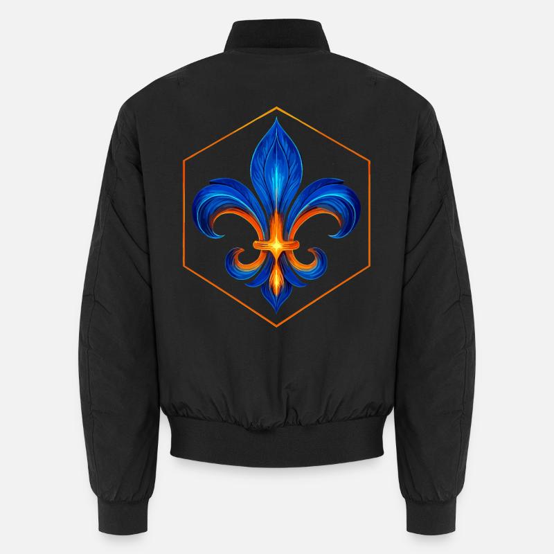 Fleur de Lys Flamme Éclat Bleu et Or Bomber unisexe