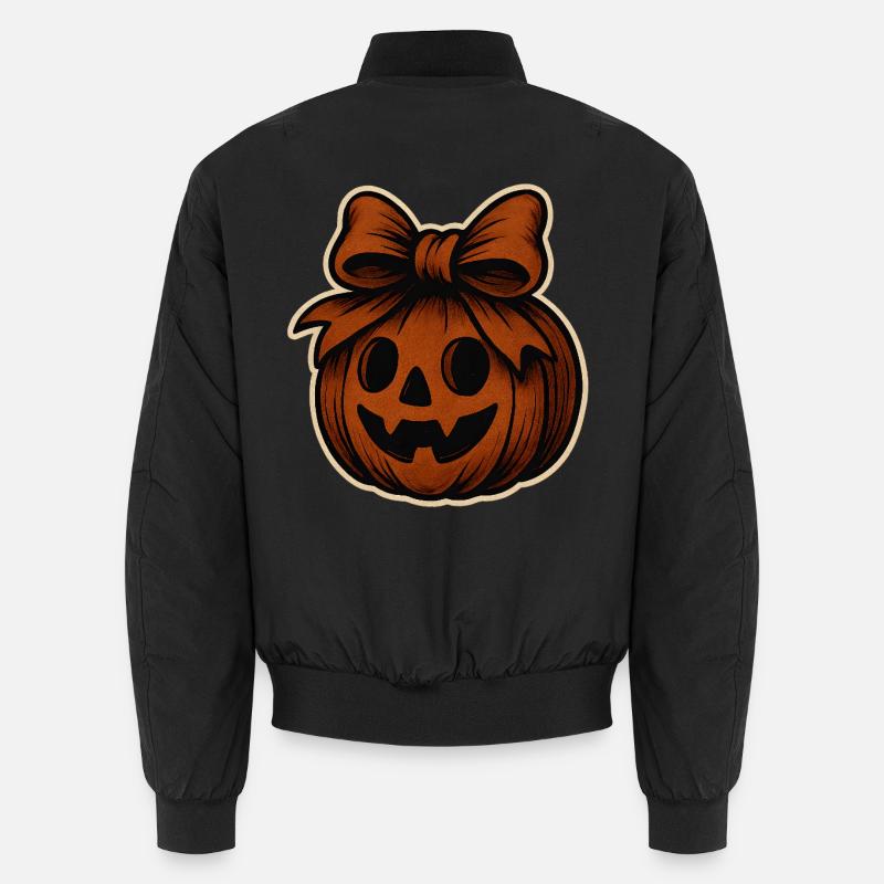 Spooky pumpkin with bow - Unisex Bomber Jacket - black