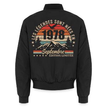légendaire depuis septembre 1978 | septembre 1978 - Bomber unisexe - noir - Dos - AI Model Male 185 light (185cm)