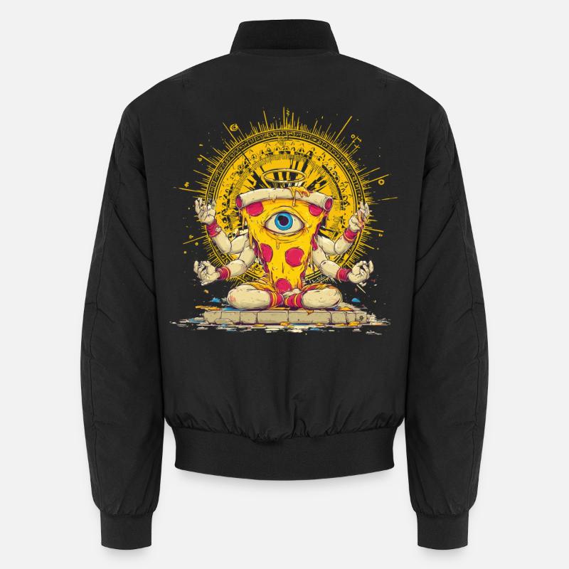 Crazy pizza god - Unisex Bomber Jacket - black