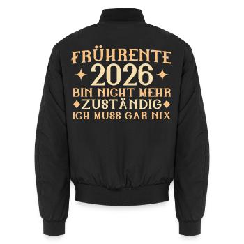Frührente 2026 - Nicht mehr zuständig - Altersteil - Unisex Bomberjacke - Schwarz - Hinten - AI Model Male 185 light (185cm)