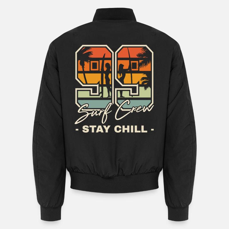 Rétro coucher de soleil Surf Chill Design Bomber unisexe