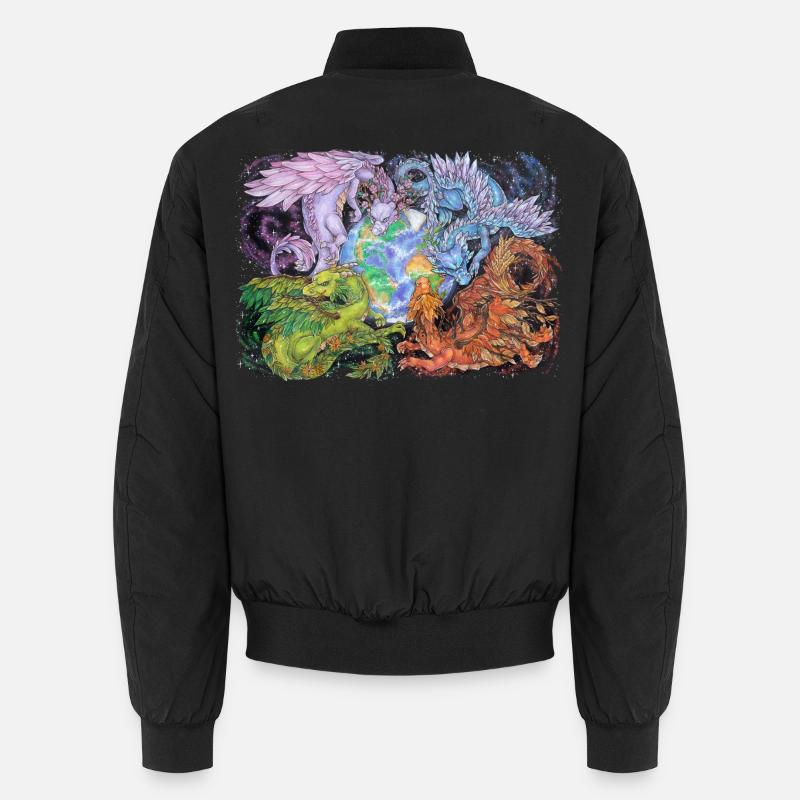 Fantasy Seasons Dragons Earth Mythology - Unisex Bomber Jacket - black