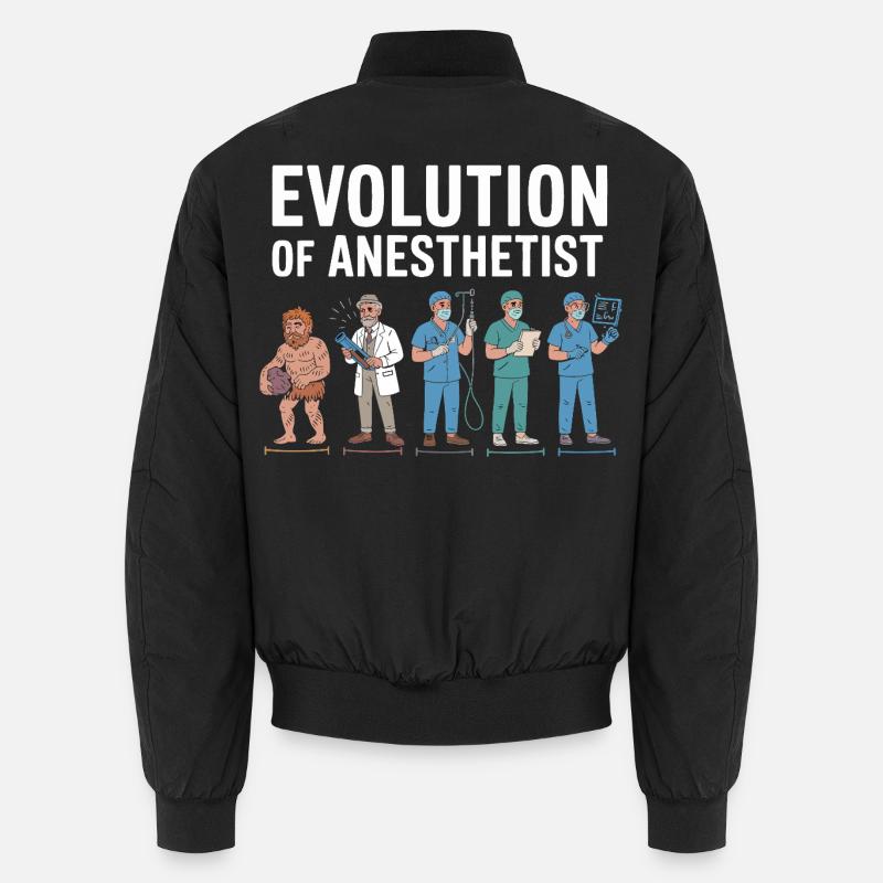 Evolution of Anaesthesiologists Illustration - Unisex Bomber Jacket - black
