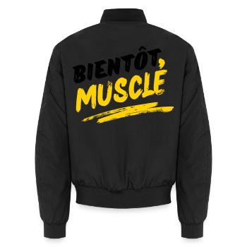 Energetisches, muskulöses Design im urbanen Stil - Unisex Bomberjacke - Schwarz - Hinten - AI Model Male 185 light (185cm)