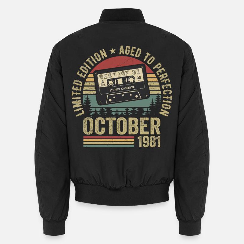 Vintage October 1981 Birthday Gift October Unisex Bomber Jacket