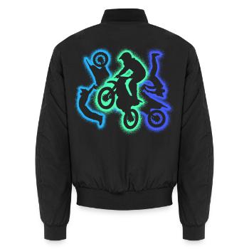Dirt biker dirt bike silhouettes men's motocross - Unisex Bomber Jacket - black - Back - AI Model Male 185 light (185cm)