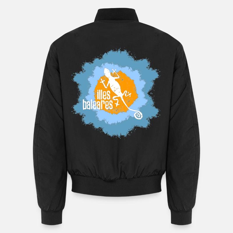 Lizard mit Inselmotiv und Textdesign - Unisex Bomberjacke - Schwarz