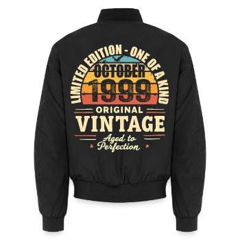 Retro October 1999 - birthday october 1999 - Unisex Bomber Jacket - black - Back - AI Model Male 185 light (185cm)