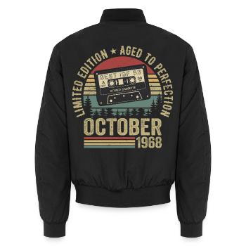 Voiture classique Octobre 1968 Cadeau d’anniversaire Octobre - Bomber unisexe - noir - Dos - AI Model Male 185 light (185cm)