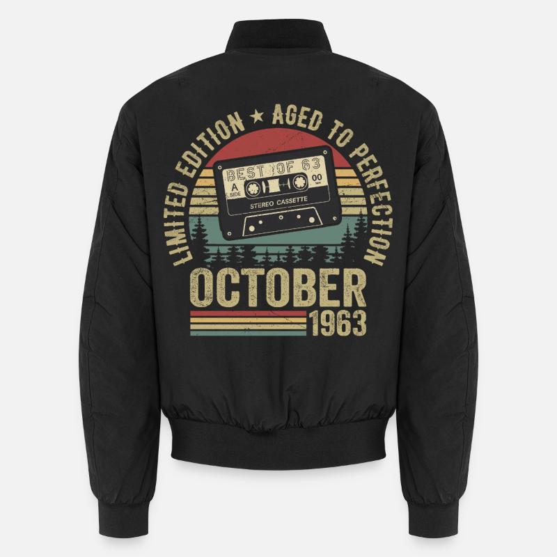 Oldtimer Oktober 1963 Geburtstag Geschenk Oktober Unisex Bomberjacke