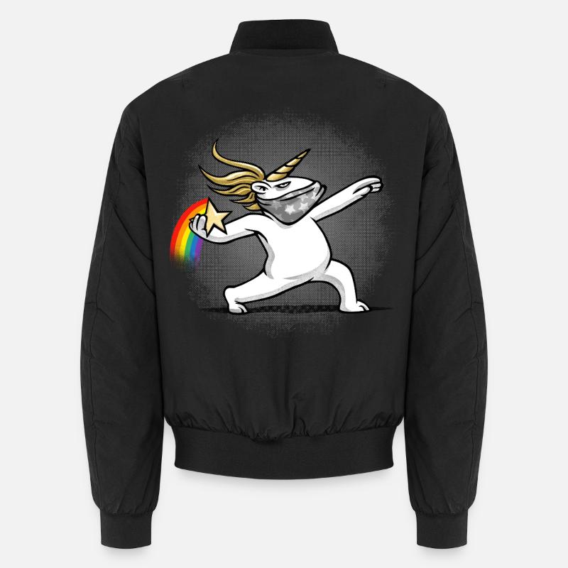 Einhorn wirft einen Regenbogen - Unisex Bomberjacke - Schwarz