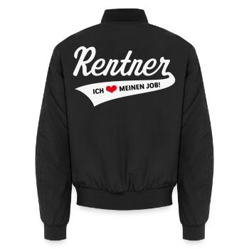Rentner – Ich Liebe Meinen Job! (Ruhestand / 3C) - Unisex Bomberjacke - Schwarz - Hinten - AI Model Male 185 light (185cm)