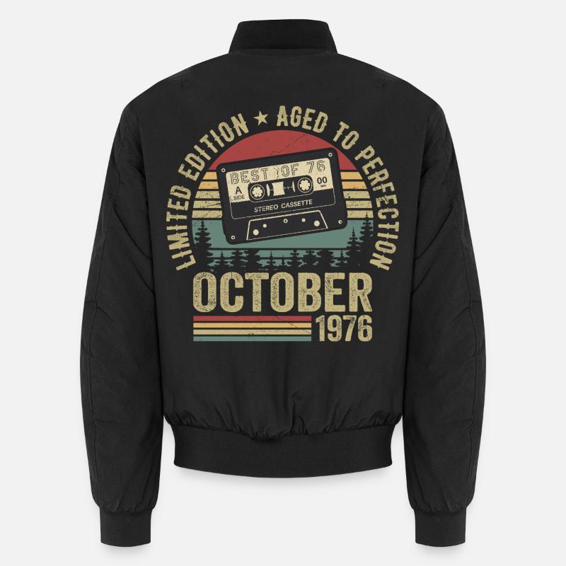 Oldtimer Oktober 1976 Geburtstag Geschenk Oktober Unisex Bomberjacke
