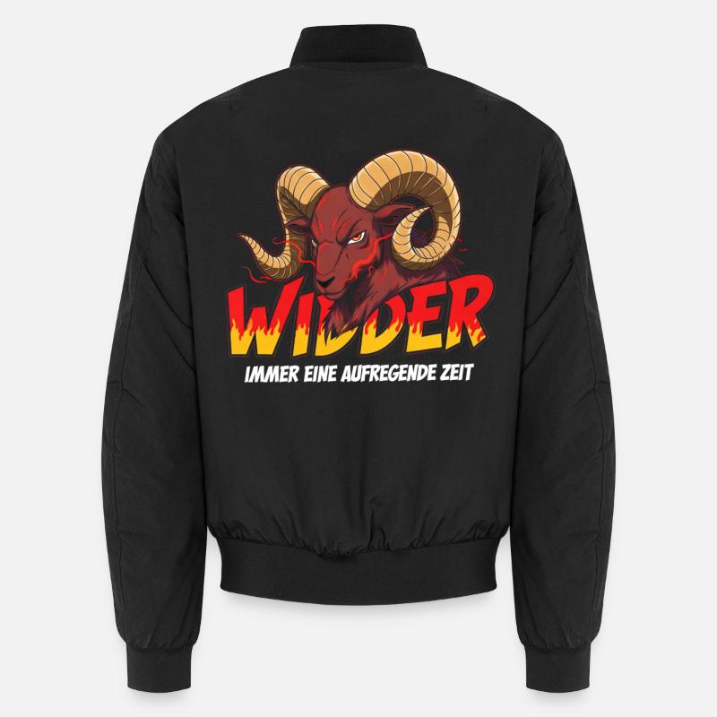 Widder mit Flammen-Text Unisex Bomberjacke
