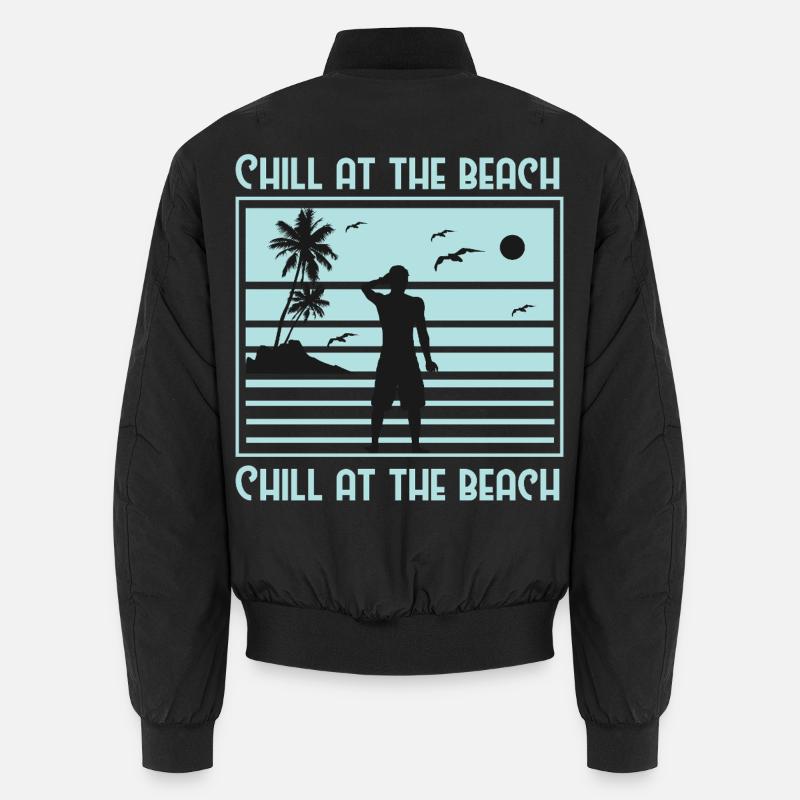 Relaxed Beach Silhouette Design Unisex Bomber Jacket