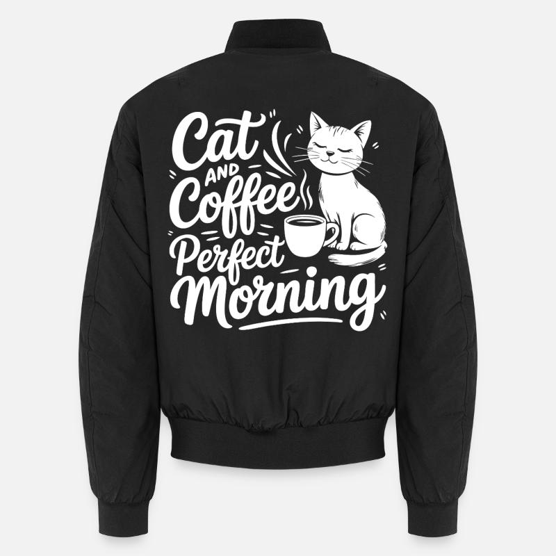 Motif de chat avec café et café du matin Bomber unisexe