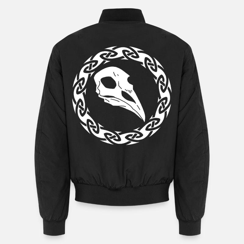 Weißer Wikinger Rabe Schädel Unisex Bomberjacke