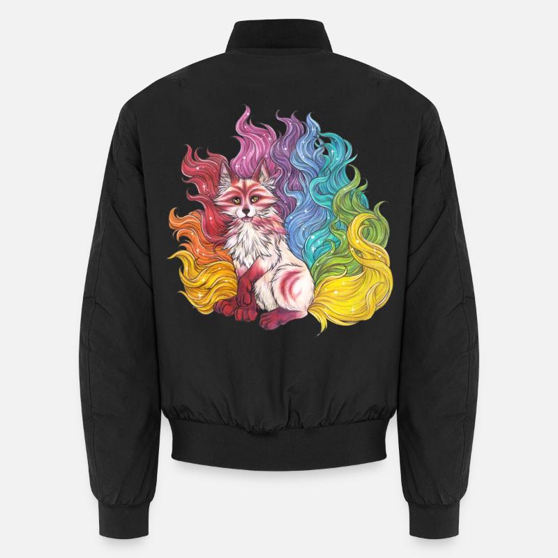 Rainbow Kitsune Mythical Fox Gift Manga Unisex Bomber Jacket