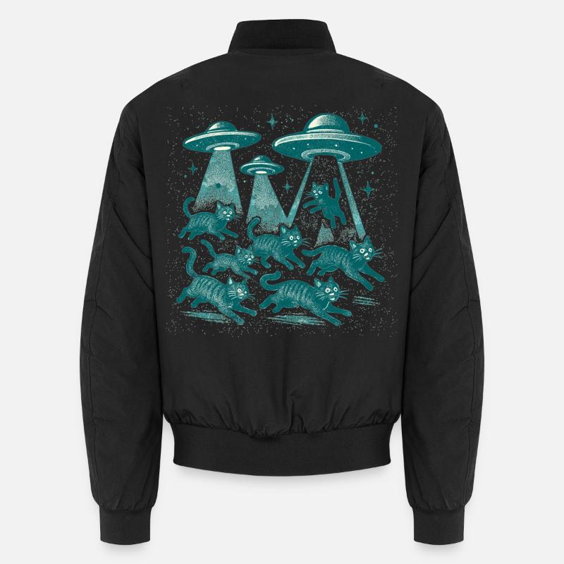Alien UFOs UFO Cat Cats Beaming Retro Gift Unisex Bomber Jacket