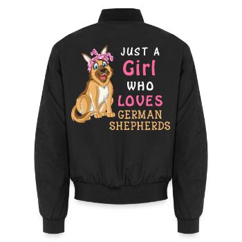 Une fille aime le berger allemand - Bomber unisexe - noir - Dos - AI Model Male 185 light (185cm)