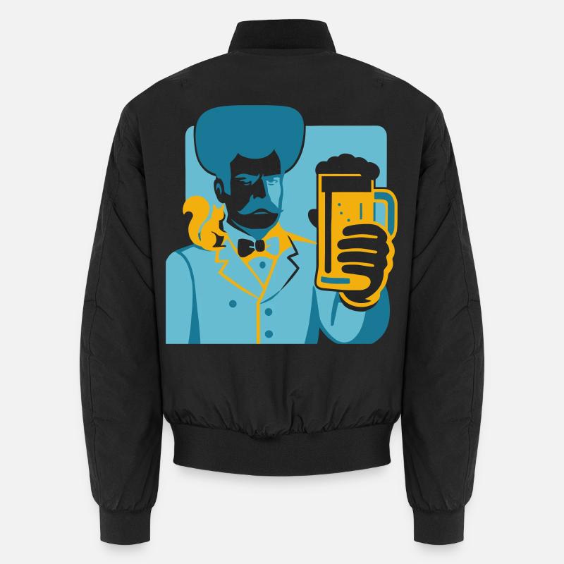 Retro Held mit Bierglas Motiv Unisex Bomberjacke