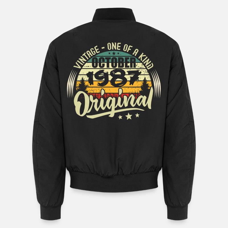 October 1987 Birthday Gift - Unisex Bomber Jacket - black