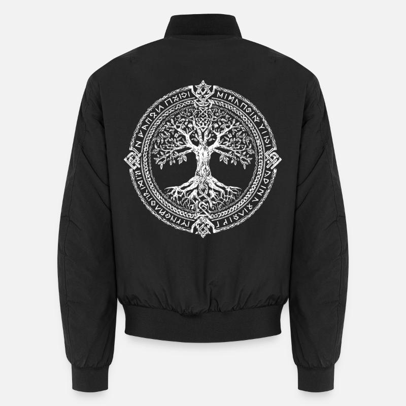 Baum des Lebens Symbol Runen Wikinger - Unisex Bomberjacke - Schwarz