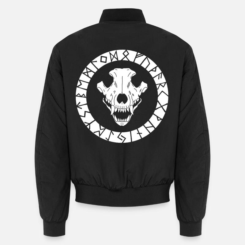 Weißer Wikinger Wolf Schädel Unisex Bomberjacke