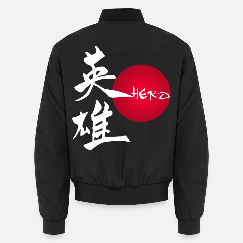 Das Wort Held auf Japanisch (weiß) Unisex Bomberjacke
